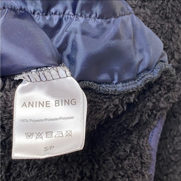 Anine Bing Sierra Black Sherpa Half-Zip Pullover Small Sold Out Cozy Streetwear - Picture 15 of 16